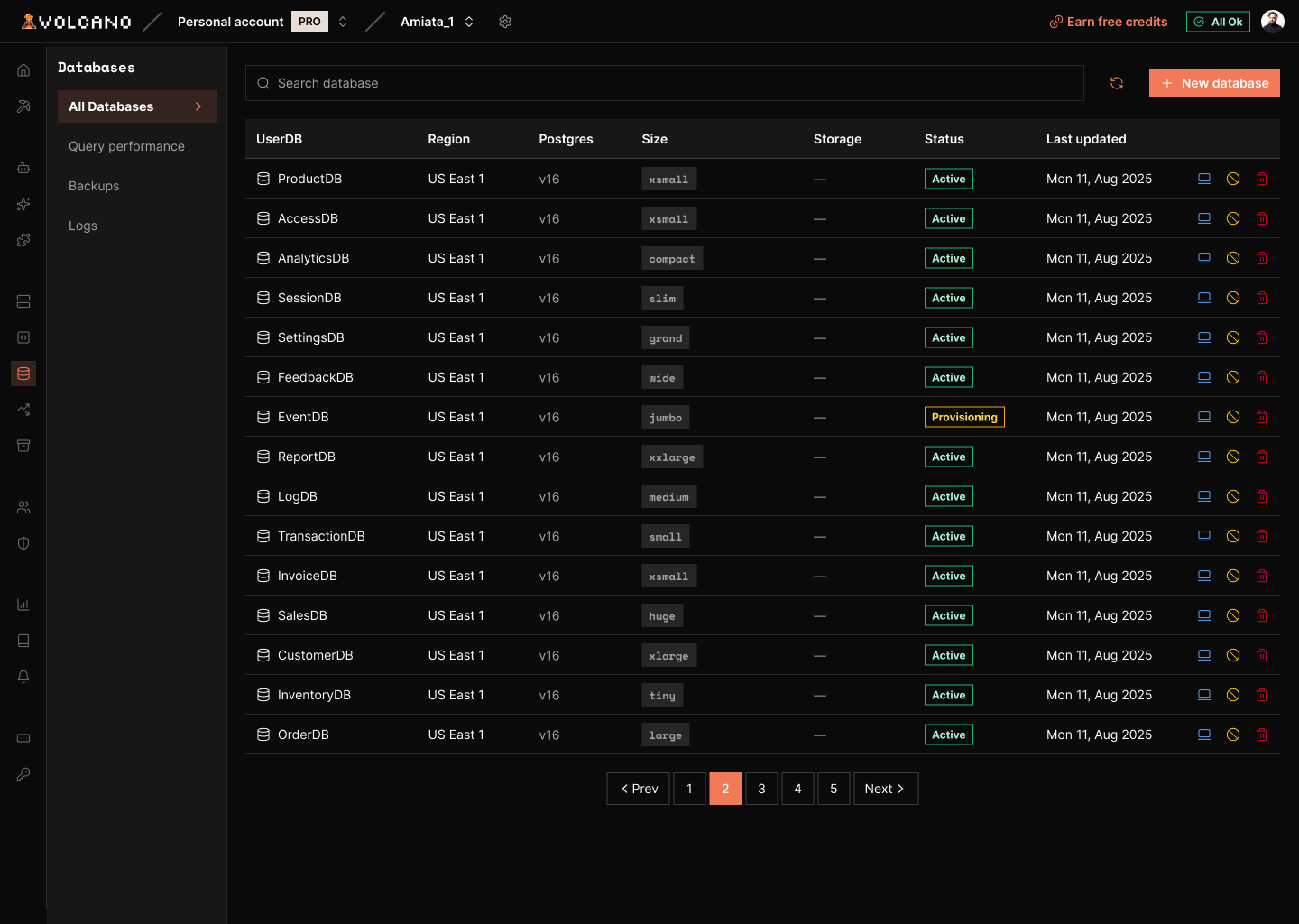 Databases & Vector product screenshot